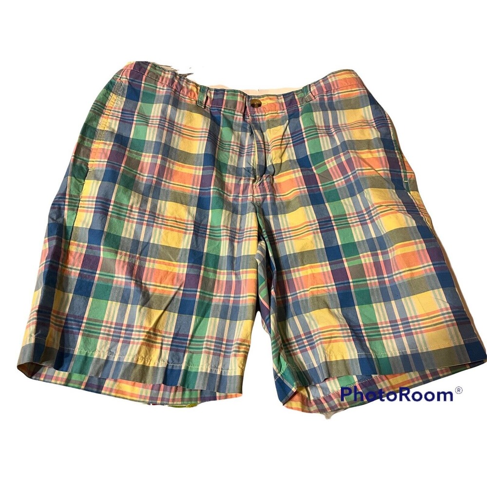 VINEYARD VINES •Men 32• Club Short Flat Front Pockets Chino Plaid Golf Cotton